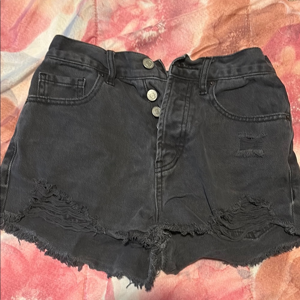 PacSun Black Distressed Jean Shorts